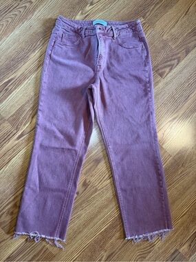 High-Rise Mauve Straight-Leg Jeans